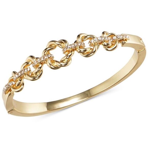Charter Club Gold-Tone Pave Twisted Circle Bangle Bracelet Gift Box NWT - Picture 1 of 6
